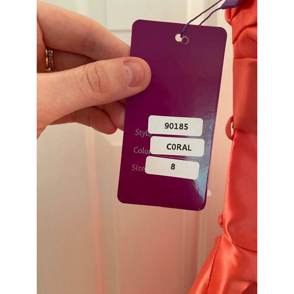 NWT Abby Paris 90185, Coral Corset lace up Ballgown, 8, 298$ - Picture 5 of 8